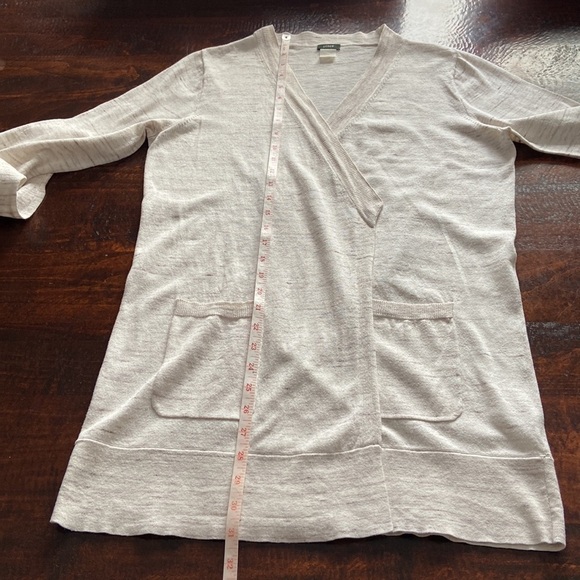 J Crew Open Front Cardigan Ivory Brown Space Dye Size Large - Picture 9 of 10
